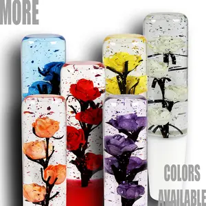 Universal 200mm VIP Shift Knob Stick Crystal Transparent Bubble Throw Gear Shifter, M8x1.25, M10x1.25, M10x1.5, M12x1.25 Adapters