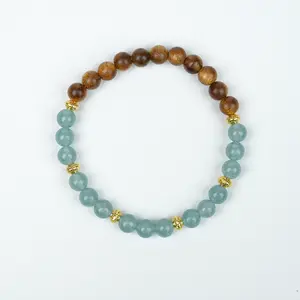 6mm Blue Water Jade Agate Agarwood Single Loop Bracelet - Zen Chinese Style