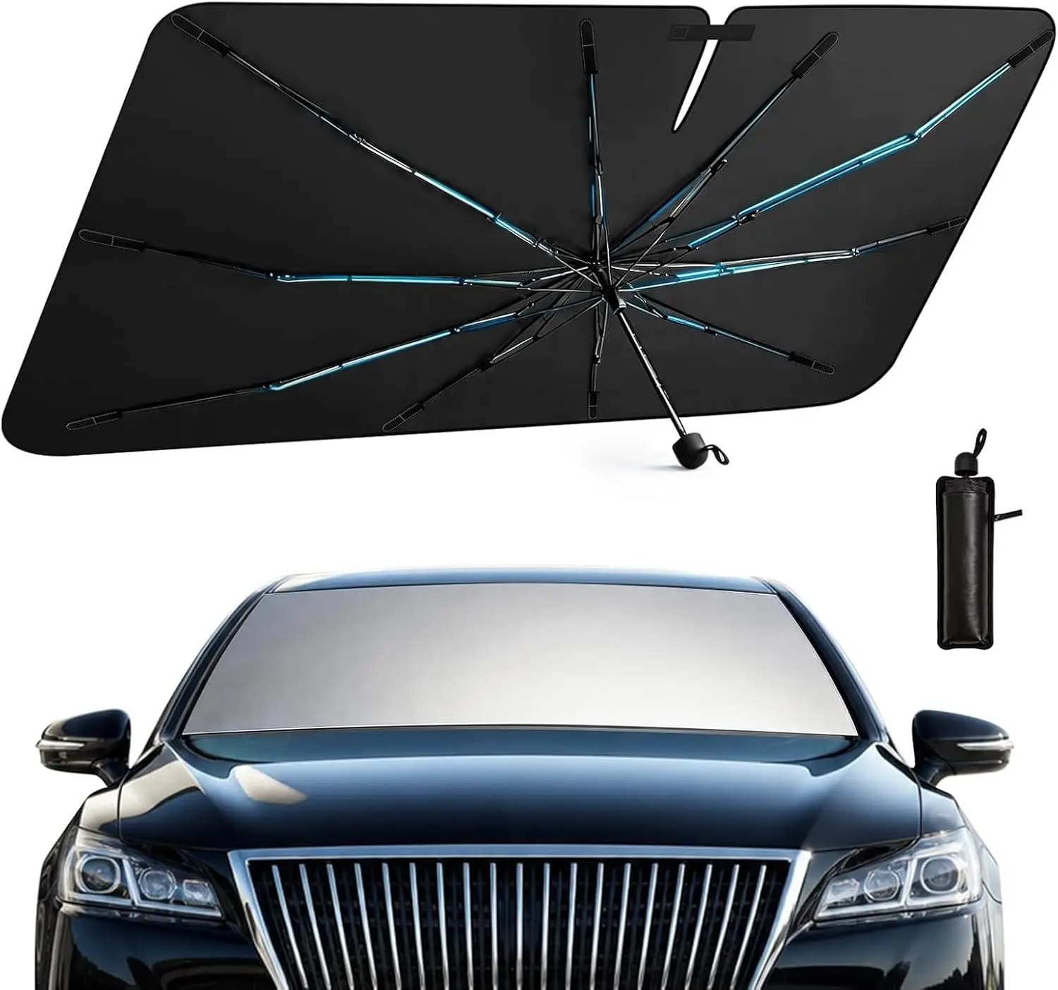 【NN】Portable Car Windshield Sunshade, Foldable Windshield Sun Umbrella, Car Exterior Accessories, Car Windshield Cooling Umbrella for Daily
