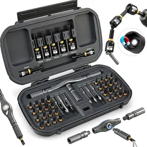 46 in 1 Magnetic Ratchet Screwdriver Set, Multi-Bit Screwdriver Kit, Nut Driver Set, Detachable Ratchet Handle with Storage Case, Repair Tool Kit for Furniture, Computer, Bicycle