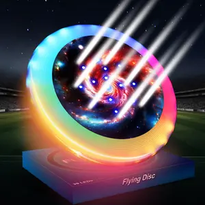 Frisbee Glow in The Dark - Lighting up Gift for Teen Boy - Flying Disc with 39 LEDs+7 Lighting Modes Changeable - Waterproof Frisbee Rechargeable - Outdoor Games in Camp Evening Party