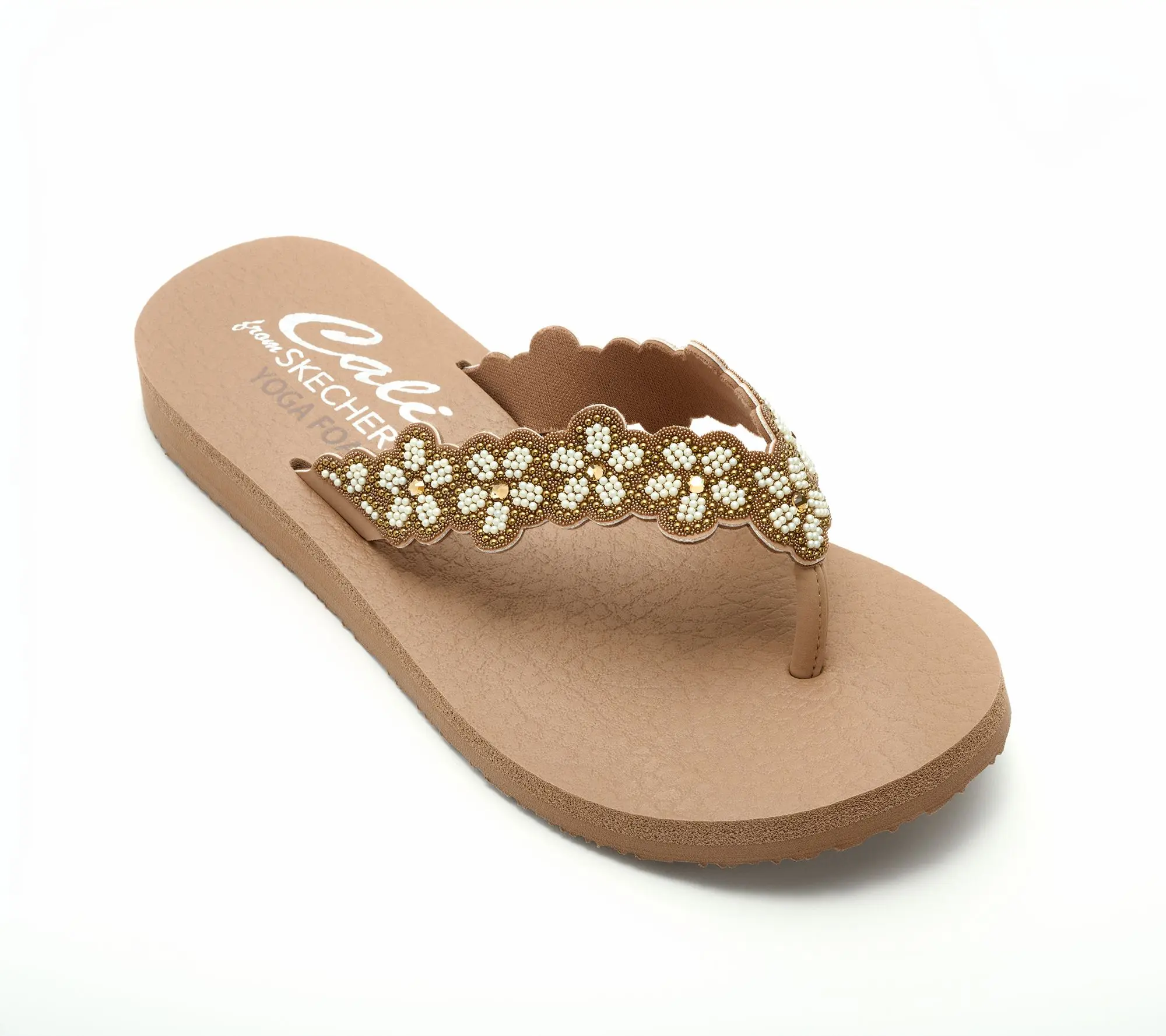 Skechers Cali Embellished Pearl Floral Thong Sandals - Rare Elegance Skechers Cali Embellished Pearl Floral Thong Sandals - Rare Elegance