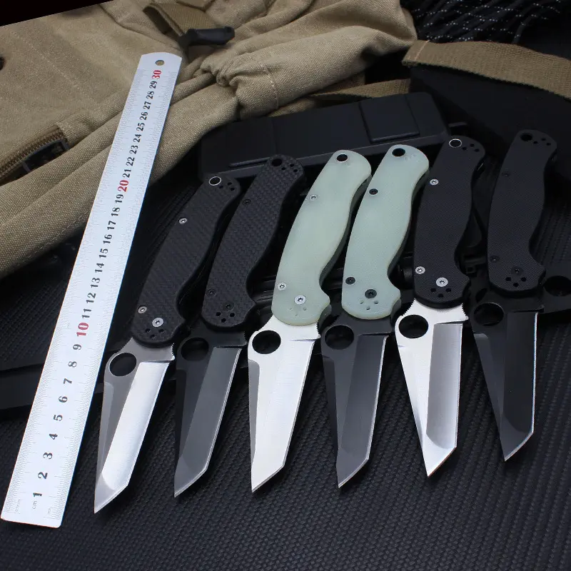 Tactical Folding Knife - Tactical Knives, 440 Steel V-Grind Blade, G10 Handle, Carbon Fibre Accent, 160g Compact EDC Survival Tool, Survival Supplies for Bushcrafting, Camping - Perfect Gift for Men (Multiple Color Options)