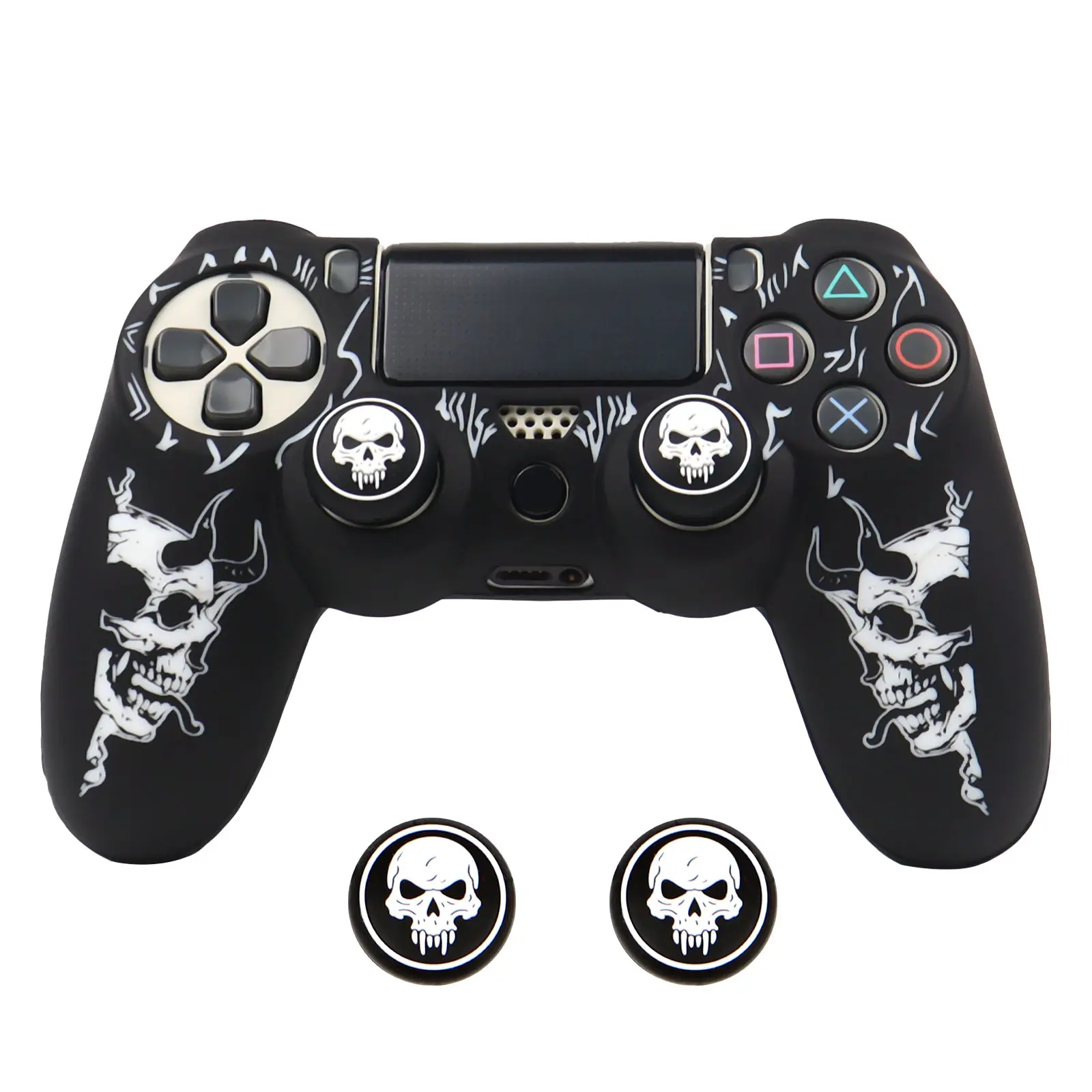 Silicone Case for PS4 Controller Protective Cover with 2 Thumb Grips Anti-Scratch Shockproof Gamepad Skin for PS4 Game Joystick Console Controller Accessories Gaming Console Accessories