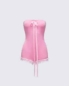 Gita Pink Bow Strapless Romper
