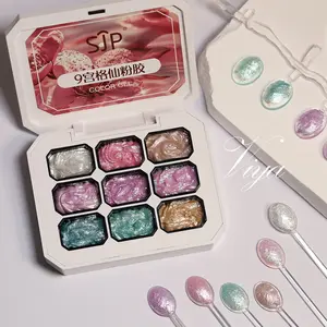 Ombre Powder Nail Art Gel Polish, Super Bright LED Light Curing Flash Powder, High Quality Glitter, High-Shine Colorful Sculpture Design Tool, Glossy, DIY Salon Manicure Essential Kit