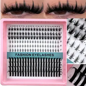Lower Lash Clusters + Flower Fairy Lashes, Volume Cluster Lashes, 217pcs Individual Lash Bundles, Separated False Eyelashes, Mixed Lengths 6-20mm, Fluffy D Curl, Reusable, DIY Dense Lashes