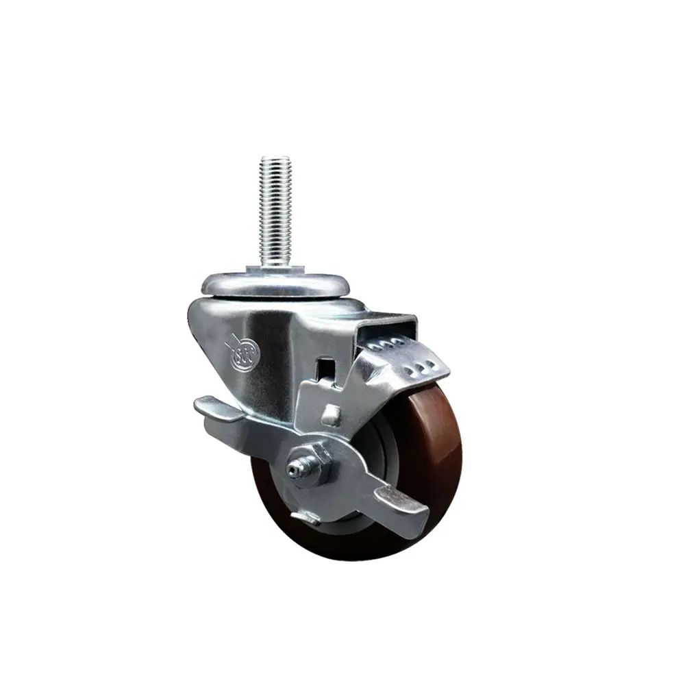 212 MAIN SCC-TS20S314-PPUB-MRN-TLB-58212 Non-Marring Maroon Polyurethane Swivel Caster with Ball Bearings, Swivel Wheels, Stem Mount, 3x1.25 in., 0.63 in. Stem, Top Lock Brake, 300 lbs Load, for Concrete/Tile Surfaces, Material Handling, Shop Projects