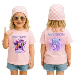 Custom Huntrix Birthday Girl Shirt, Personalized Kpop Demon Hunter Birthday Tee, Back to School, Gift for Huntrix fan,Birthday Gift for Kid