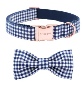 ARING PET Spring Bowtie Dog Collar Adjustable Collars with Bow Tie for Dogs Small Medium Large Cute Rose Gold Buckle summervibes