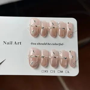 10pcs high-end The gentle and pure winter breeze, hand-painted butterflies, translucent glitter, glittering and sparkling diamonds, ice through the handmade fake nails