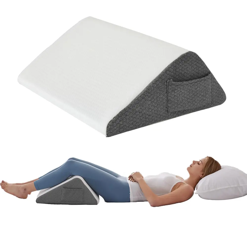 Knee Pillow for Back Sleeping, Leg Pillow Knee Wedge Pillow, Memory Foam Wedge Pillows for Legs Post Surgery, Triangle Pillow for Knee Support, Leg Elevation, Sleep Cushion