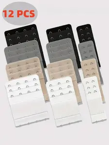 12 Pcs Women's Bra Extenders, Multi-Size Elastic Bra Strap Extensions with 2/3/4 Hooks, Soft Skin-Friendly Comfortable Bra Band Extenders, Assorted Colors Bra Back Extenders for Ladies, Ideal for Adjusting Bra Size, Customized Fit & All Day Comfort Wear