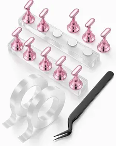 Nail Stand Set for Nail Art Practice & Display - Complete Acrylic Nail Holder Kit with Bonus Tweezers & Double-Sided Tape, False Nail & Press On Nail Practice Stand for Home DIY, Salon Use