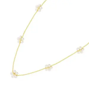 Elegant Flower Pearls Necklace Bracelet Versatile Jewelry for Women and Girls