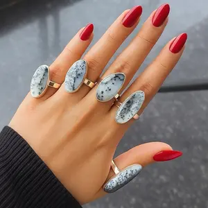 Dendritic opal - Minimalist - Sterling silver ring for women - Dainty - Handmade