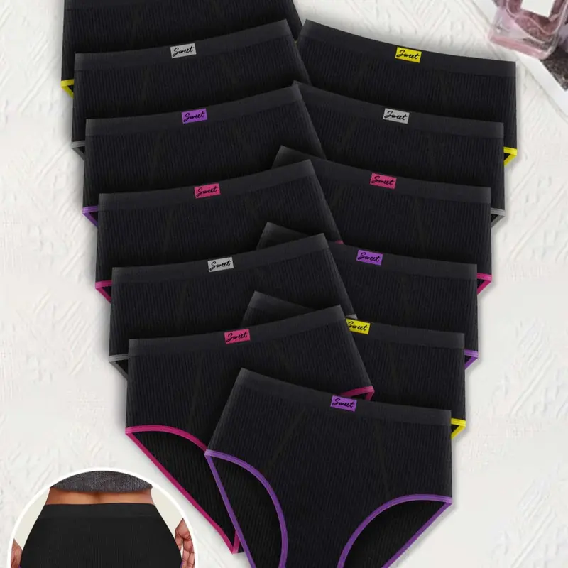 12-Pack MEIYATING Women's Seamless Underwear, Fashion Colorblock Comfortable Fit Everyday Panties, High-Quality Printed Skin-Friendly Triangle Briefs, Casual Comfy Panties