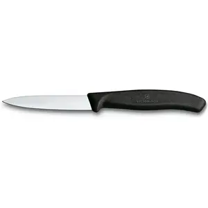 Victorinox 6.7603 3.25 Inch Swiss Classic Paring Knife with Straight Edge, Spear Point, Black, 3.25", 3.25" Paring Blade
