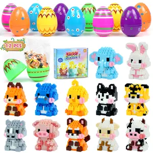 12pcs  Easter Egg Set with Mini Toys ，Easter Eggs For Kids，Mini Animal Figurines Toys for Easter Egg Hunt, Party gifts for Kids Boys Girls, Basket Stuffers Fillers, Classroom Prize Supplies & DIY gift