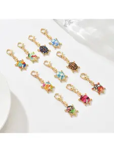Cute printed colorful turtle cartoon lobster clasp creative 10-piece keychain pendant set