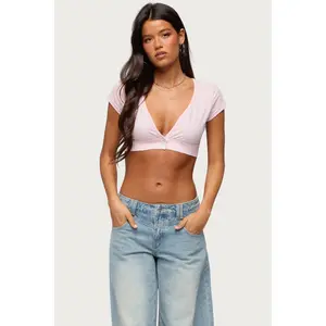 Cecey Button Up Crop Top