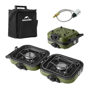 Naturehike 2 Burner Folding Camping Stove, Portable Camp Propane Gas Stove with Carry Bag, 16000 BTU Adjustable Burners & Piezo Ignition camping accessories dealsforyoudays