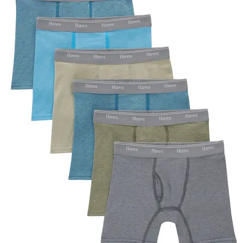 Hanes Originals Boys' Tween Boxer Briefs Pack, Assorted Solids, 6-Pack