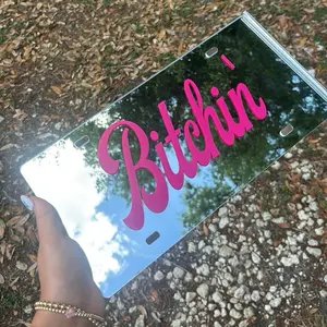 B*tchin’ Front License Plate for Vehicle Car Truck with  Script Design