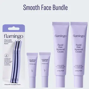 Smooth Face Bundle: 2 Hair Removal Creams, 2 Calming Serums, 3 Dermaplanes Facial Peach