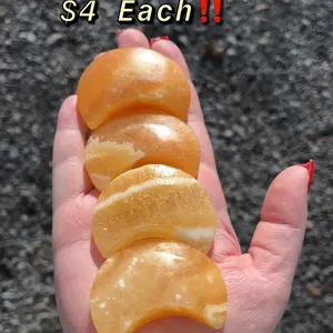 Orange Calcite Moon Carvings with gorgeous coloring