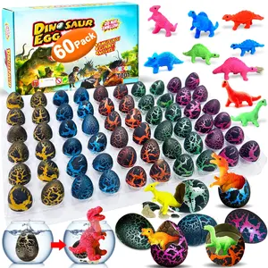 60 Pcs Hatching Dinosaur Eggs for Kids Party Favors, Easter Egg Filled with Toys Novelty Grow in Water Dino Eggs with Toys Inside Easter Basket Stuffers Birthday Gifts, Classroom Prize, Pinata Fillers