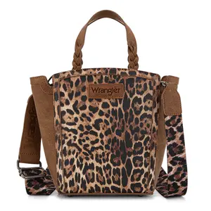 Wrangler Leopard Print Tote Crossbody Bag for Women High Capacity PU Leather Suede Texture Durable Everyday Use TikTokShopJumpstartSale