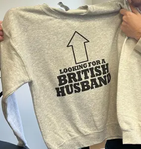 Looking For A British Husband Crewneck, Proudly Printed In The USA, #funny #josh&jase #britishhumor