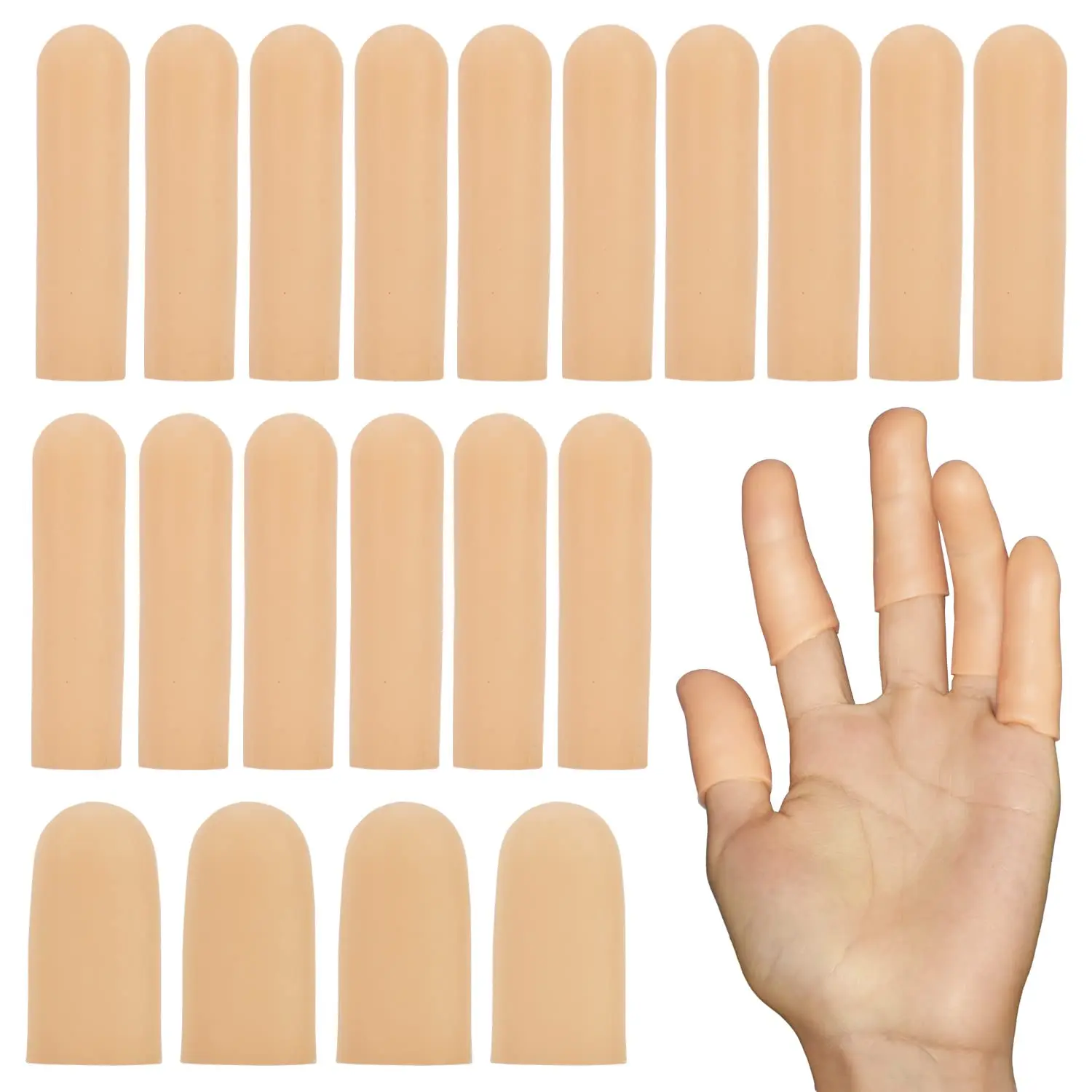 Gel Finger Cots  Silicone Protectors Fingertip Bandages Band-aids For Dry Skin Cracked Thumb Protector Covers Hand (20pcs)