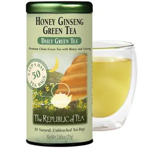 The Republic of Tea - Honey Ginseng Green Tea, 50 Tea Bags, Tin | Flavored Gourmet Tea | Caffeinated