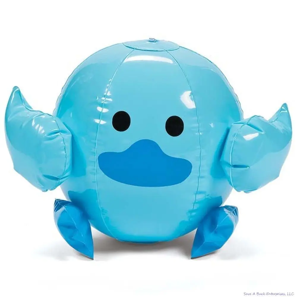 4 BLUE Inflatable Vinyl Duck Beach Balls - Cute Baby Chick Blow Up Duckie Ducky Balloon Pool Inflate