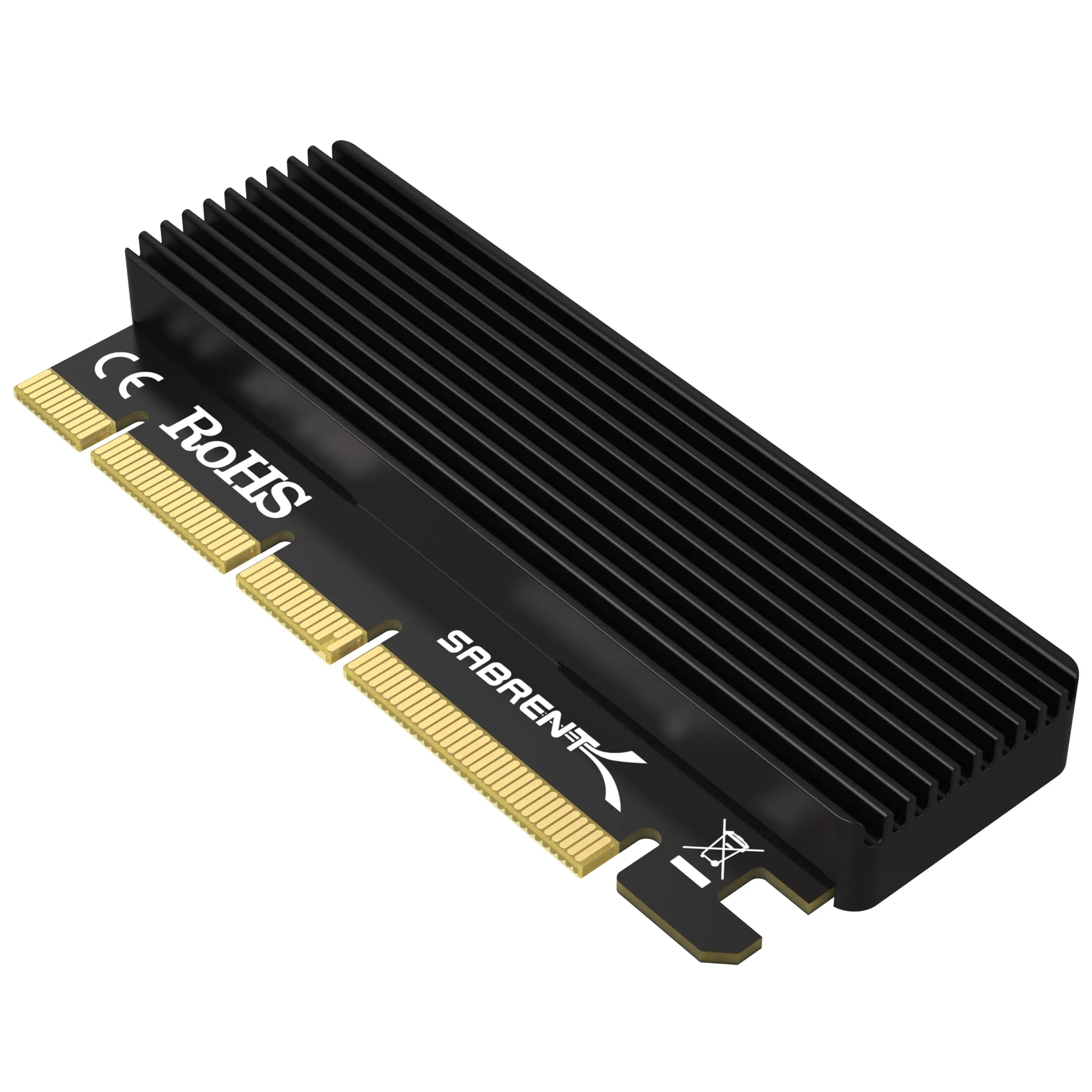 Sabrent M.2 NVMe SSD to PCIe X16/X8/X4 Adapter Card with Aluminum Heatsink for 2230/2242/2260/2280 Drives