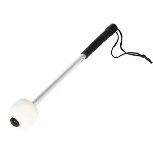 IRIN Bass Drum Mallet Pair White Head Black Handle, 35cm Heavy Duty Durable Percussion Drum Stick for School Band Orchestra Drum Performance Practice