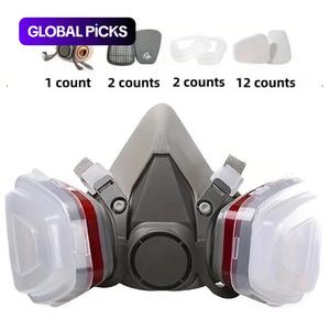 Half Face Mask with Filter Box, Reusable Dustproof Mask, Safety Mask for Paint, Woodworking, Construction, Polishing, Chemicals, DIY