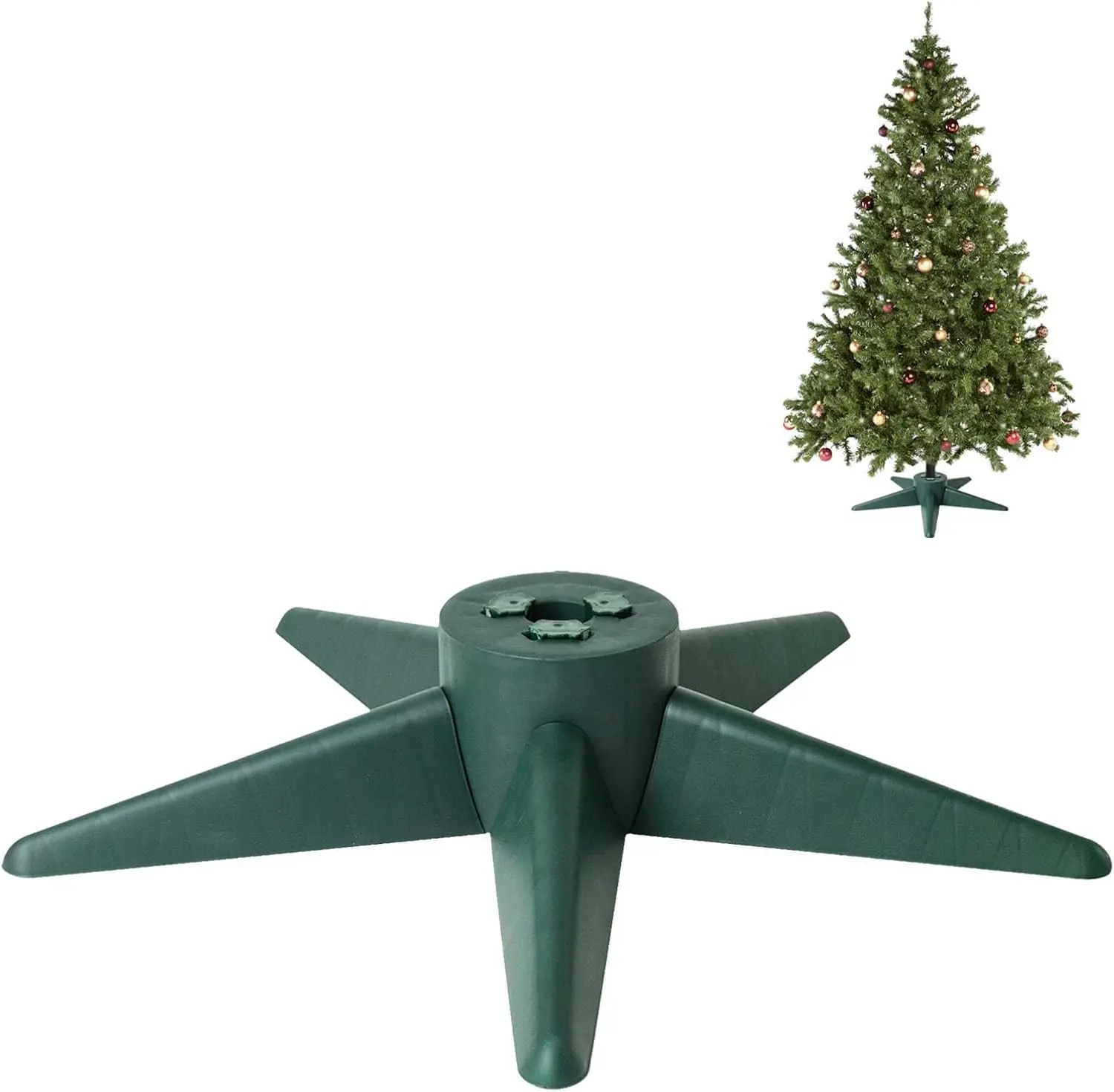 Christmas Tree Stand, Christmas Tree Base for Artificial Tree up to 7 Ft Adjustable Holder Replacement Fits 0.75/0.87/1.25 Inch Xmas Tree Pole Green Decorations