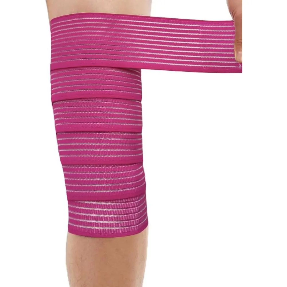 sportsExtra Long Elastic Knee Wrap Compression Bandage Brace Support for Legs, Plantar Fasciitis, Stabilising Ligaments, Joint Pain, Squat, Basketball, Running, Tennis, Soccer, Football, Volleyball (Red)