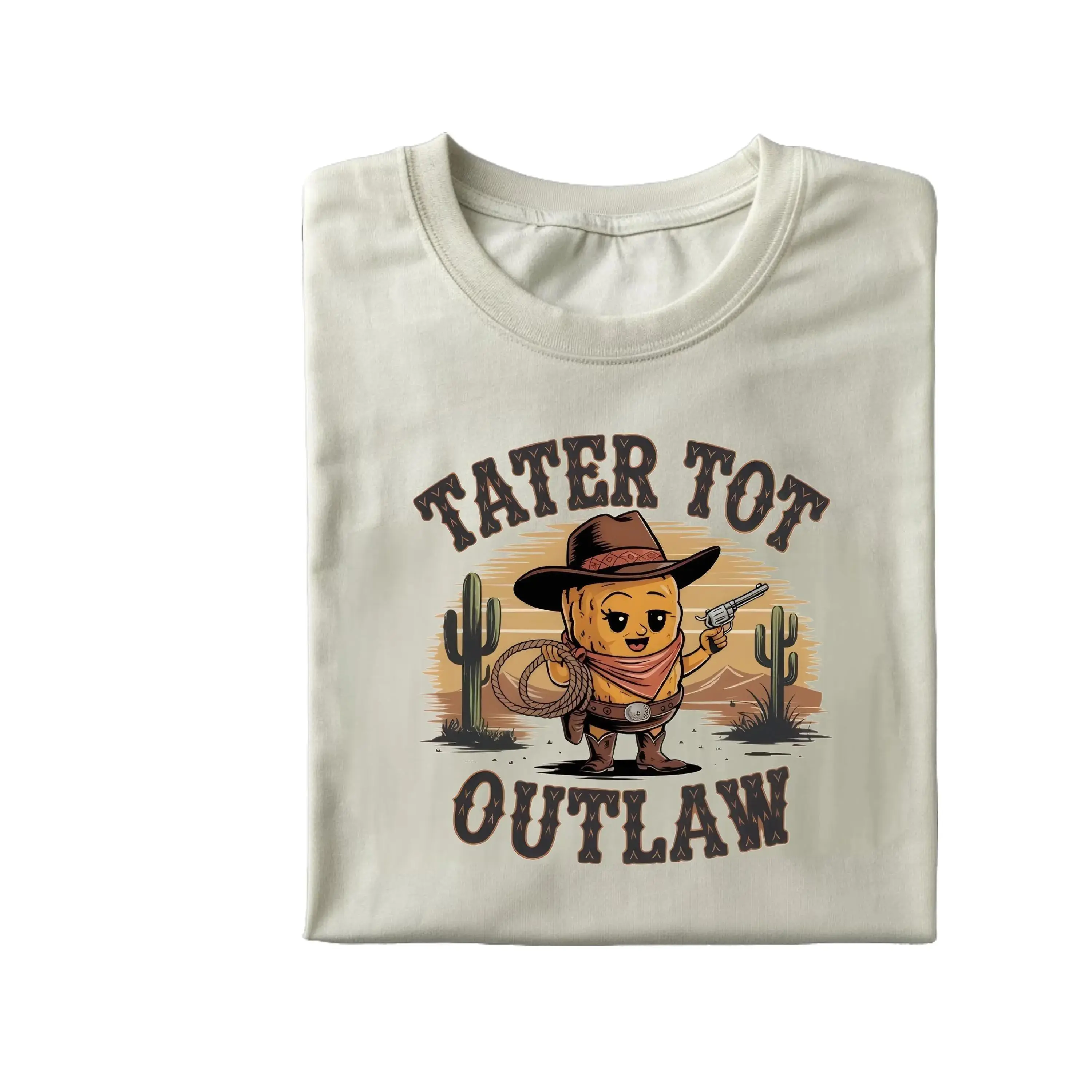 Tater Tot Outlaw Vintage Shirt or Funny Retro Graphic Tee with Food Theme orand Quirky Gift Idea or Cool Country