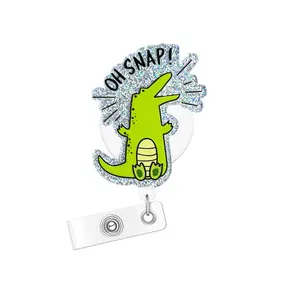 Funny Animals Shaped Bling Retractable Badge Reel, 1/16pcs Durable Card Holder with Belt Clip, Retractable Name Badge Holder for Nurse Doctor Student Worker Volunteer