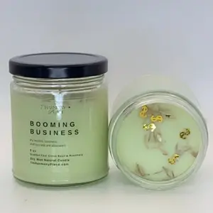 7th Harmony Place Booming Business Intention Candle - 9 oz Soy Wax Natural Candle with Cool Citrus, Basil & Rosemary - Decor, Ornaments