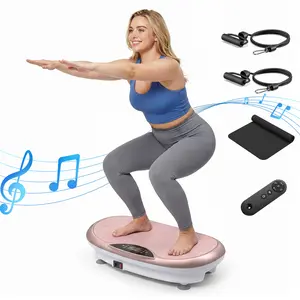 Merach 4D Vibration Plate 440LBS Capacity with Triple Motors Lymphatic Drainage & Exercise Machine with Mat, Remote, and Resistance Bands Summervibes Home Gym Equipment