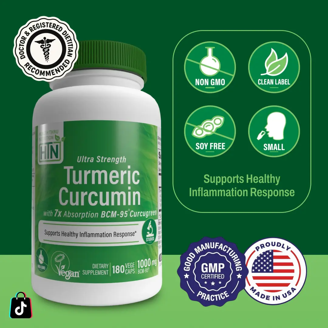 Health Thru Nutrition Turmeric Curcumin Complex – 1000mg with BCM-95® Curcugreen® | Joint Relief, Inflammation Support & Better Absorption