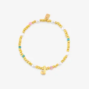 Initial Pearl & Seed Bead Stretch Bracelet