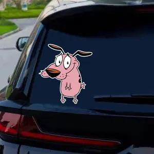 1PC Daily Retro Cute Decor Sticker (for car interior/nostalgic-style water bottle/cartoon stationery) Courage the Cowardly Dog logo elements, add fun & goofy retro cartoon daily texture Decor sticker + daily retro cute-style decor goods Sticker for Cars