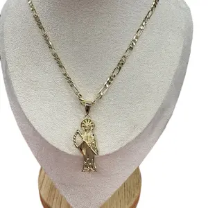 Santa muerte chain and pendant 14k gold plated