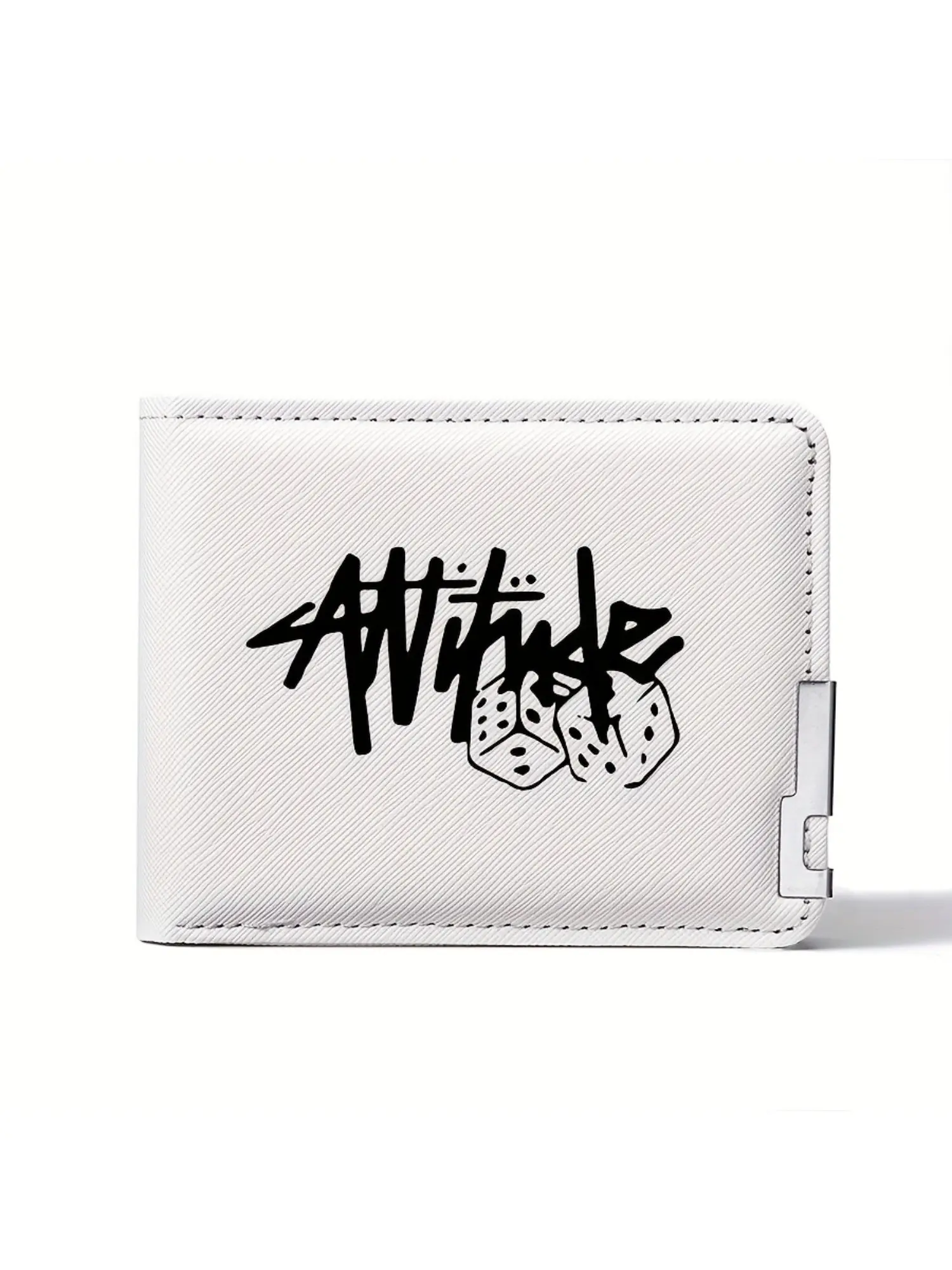 Men's Bifold Wallet Card Holder with Chinese Character Print, Lightweight Double-Fold Design with Gold-Toned Hardware and Multiple Card Slots